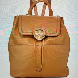 Tory Burch Amanda Leather Backpack - Royal Tan